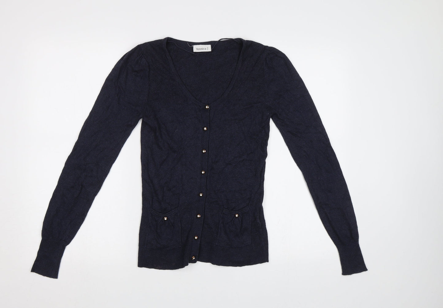 Yessica Womens Blue  Knit Cardigan Jumper Size XS