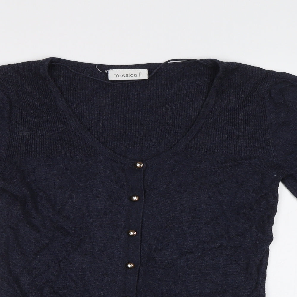 Yessica Womens Blue  Knit Cardigan Jumper Size XS