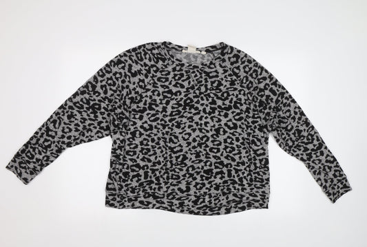 H&M Womens Grey Animal Print  Basic Blouse Size M