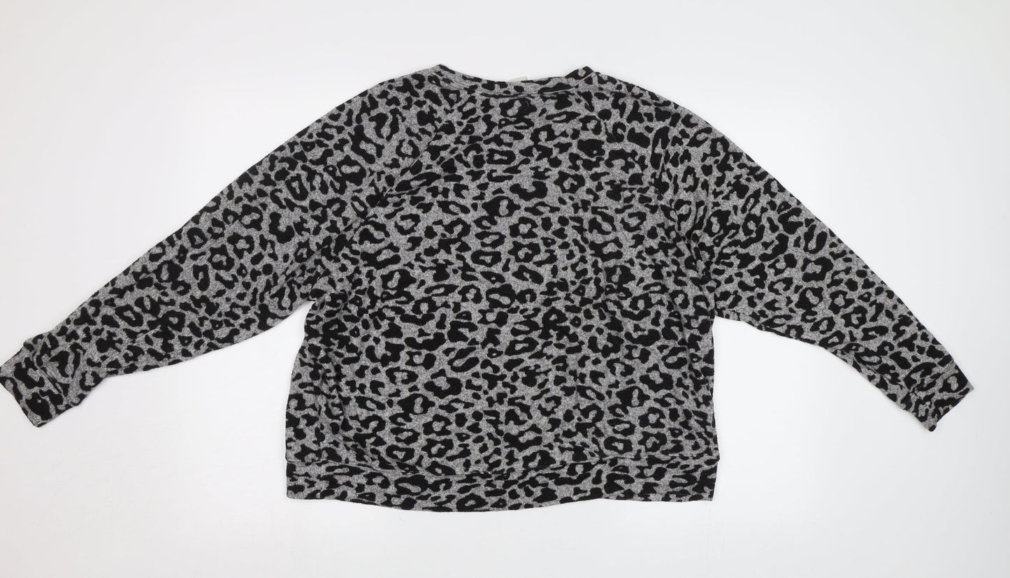 H&M Womens Grey Animal Print  Basic Blouse Size M
