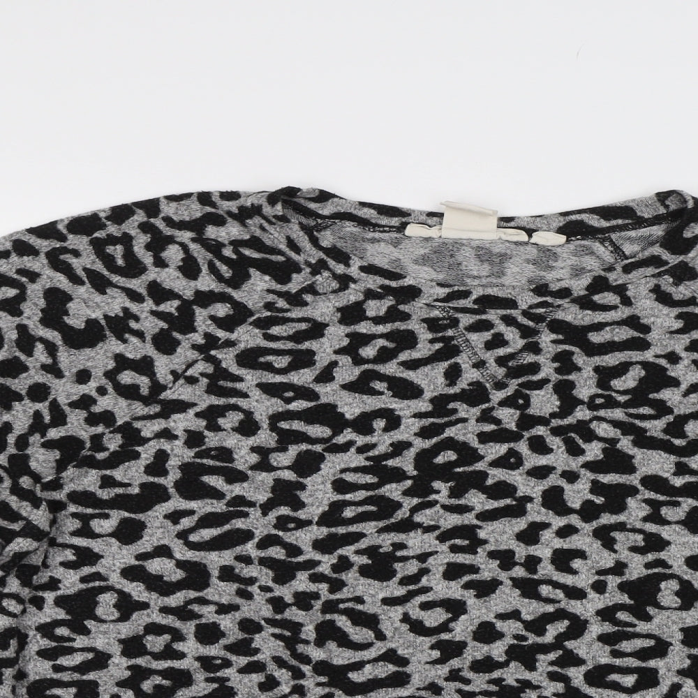 H&M Womens Grey Animal Print  Basic Blouse Size M