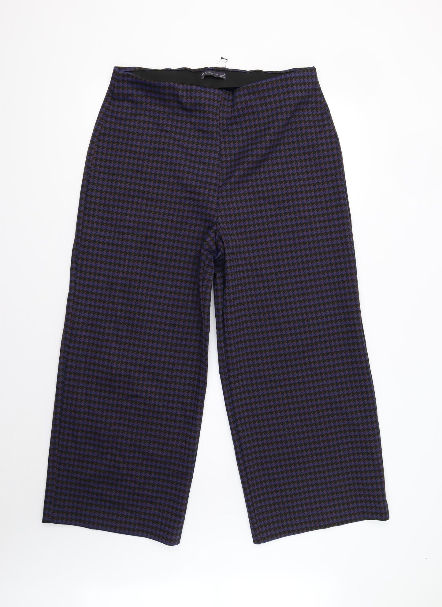 M&S Womens Blue Houndstooth  Trousers  Size 16 L25 in
