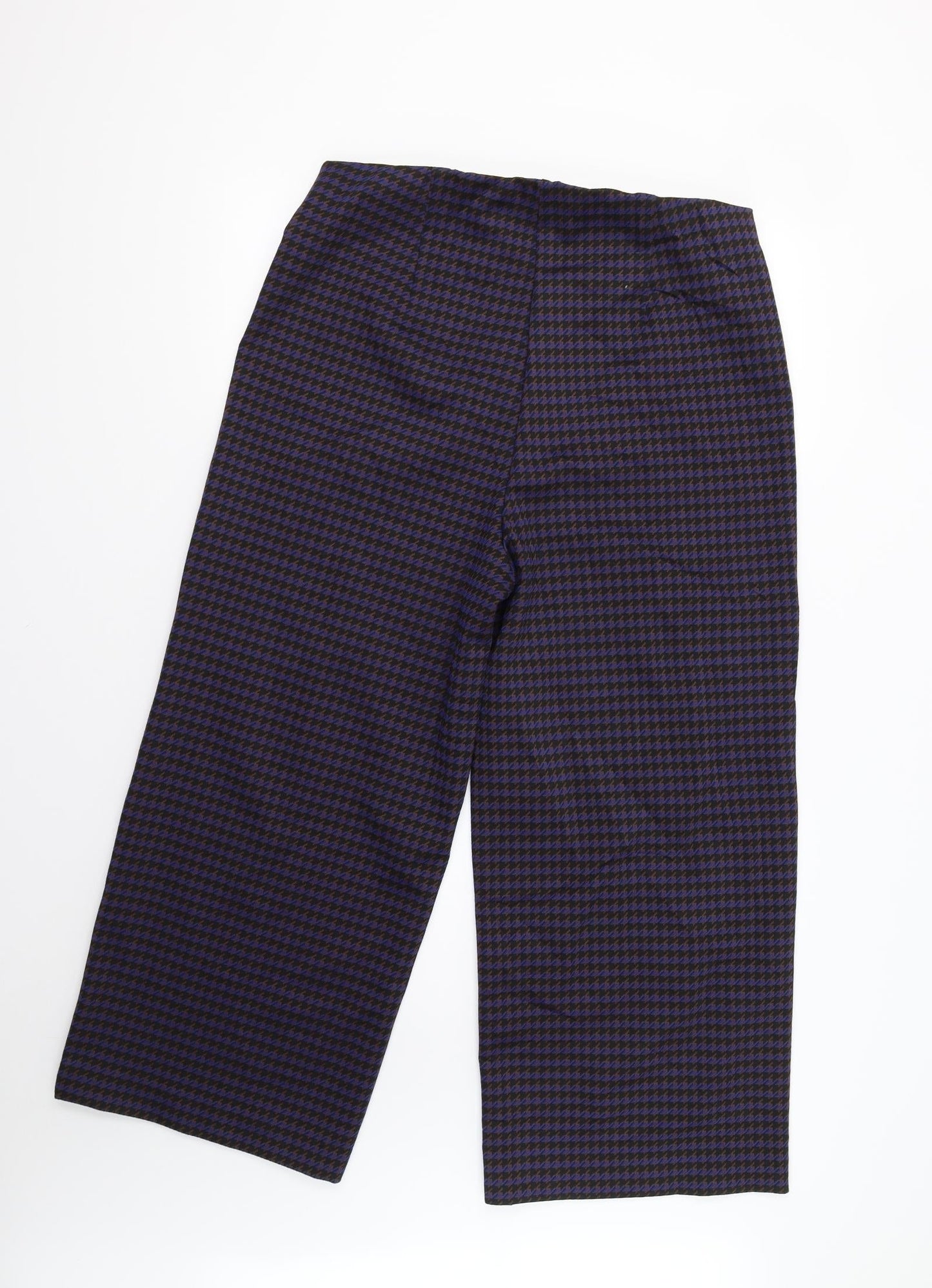 M&S Womens Blue Houndstooth  Trousers  Size 16 L25 in
