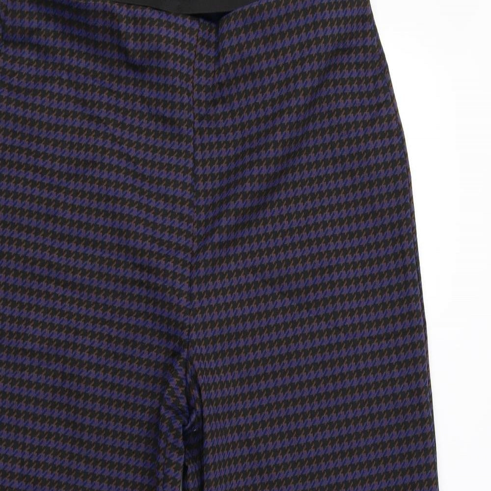 M&S Womens Blue Houndstooth  Trousers  Size 16 L25 in