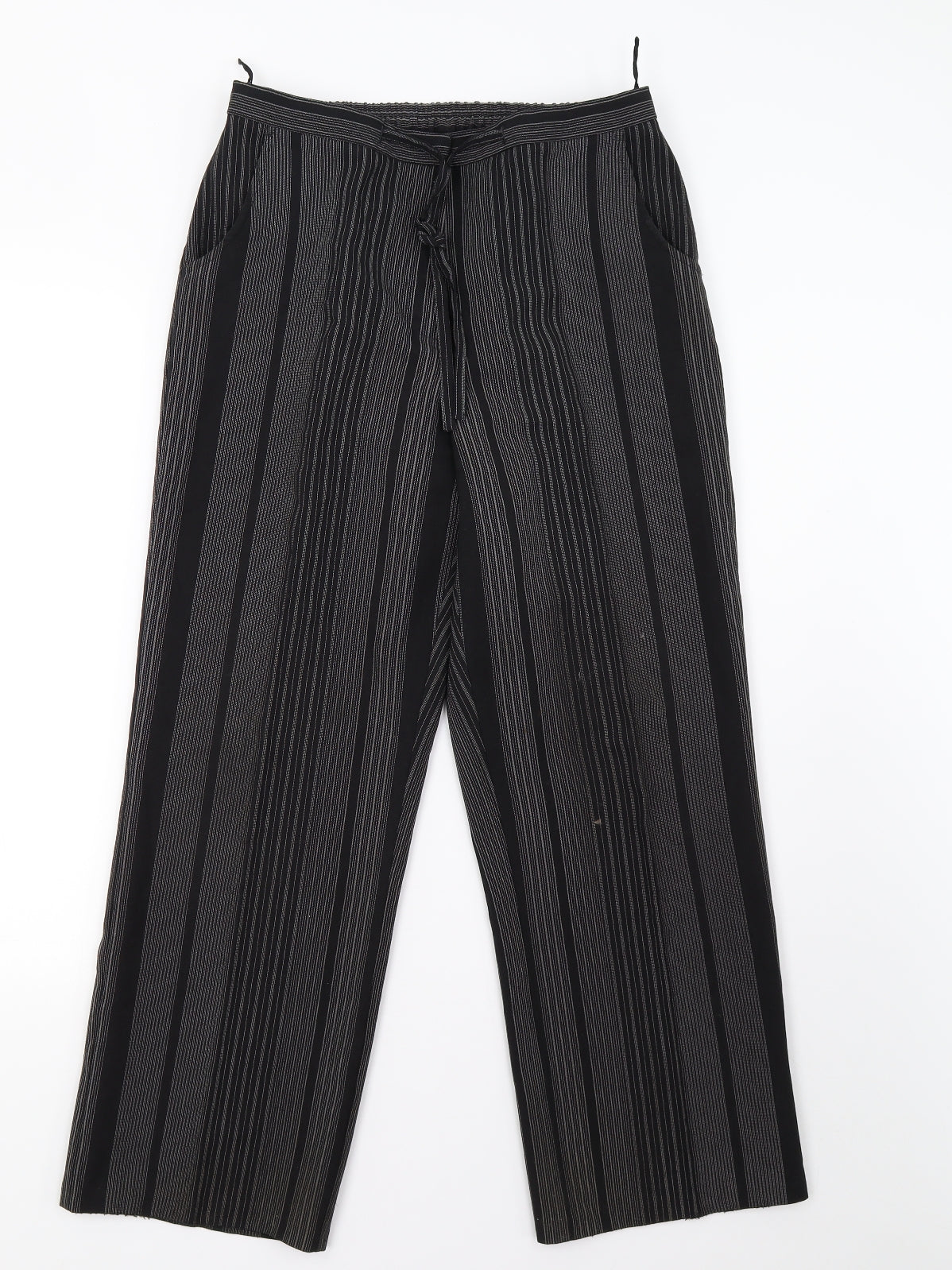 Preworn Womens Black Striped  Trousers  Size 14 L26 in - Short