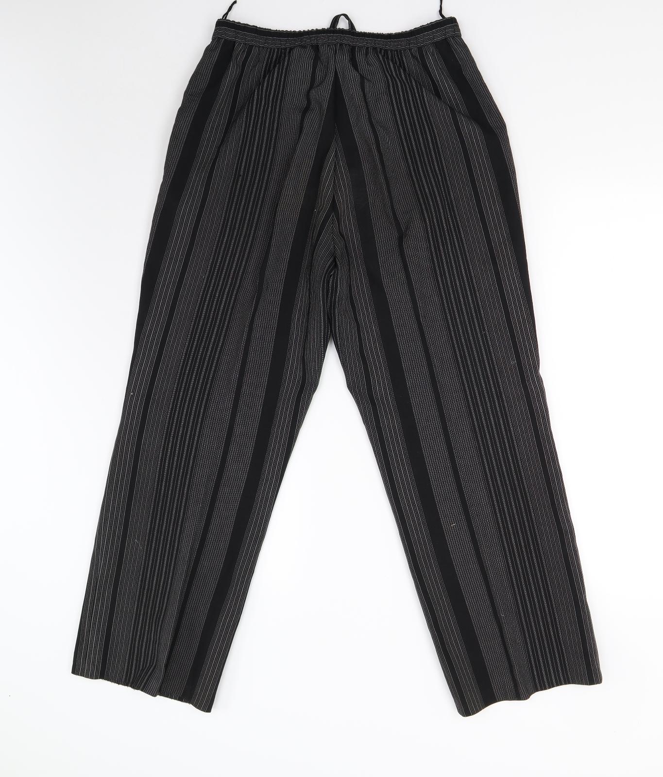 Preworn Womens Black Striped  Trousers  Size 14 L26 in - Short