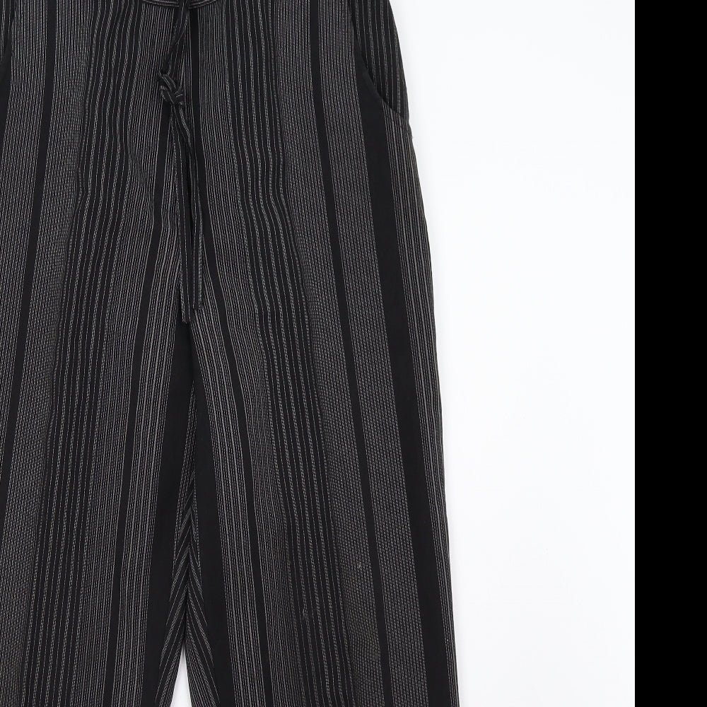 Preworn Womens Black Striped  Trousers  Size 14 L26 in - Short