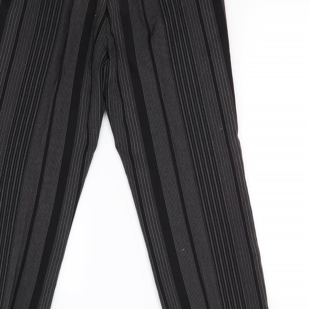 Preworn Womens Black Striped  Trousers  Size 14 L26 in - Short