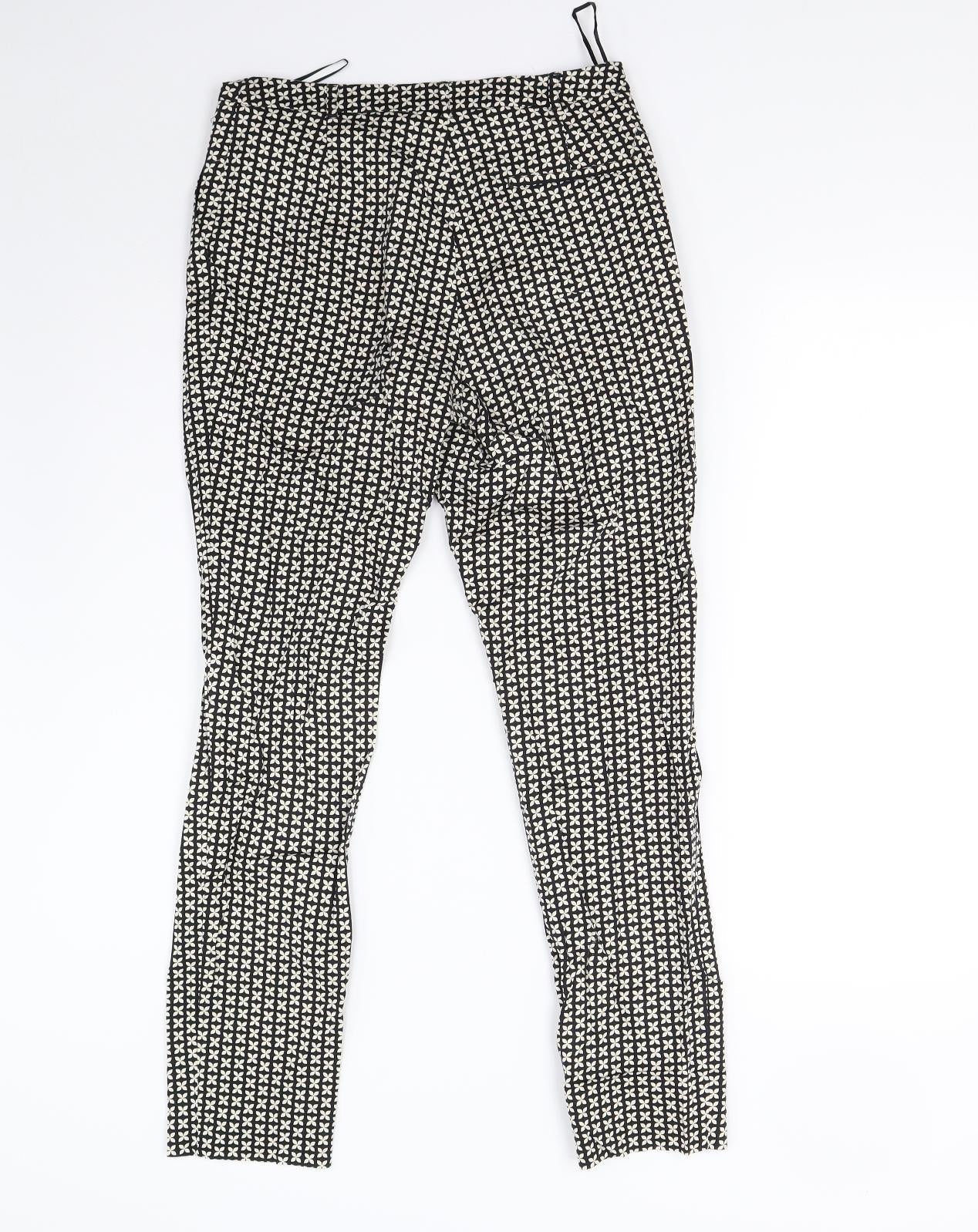 Oasis Womens Multicoloured Geometric  Trousers  Size 8 L27 in