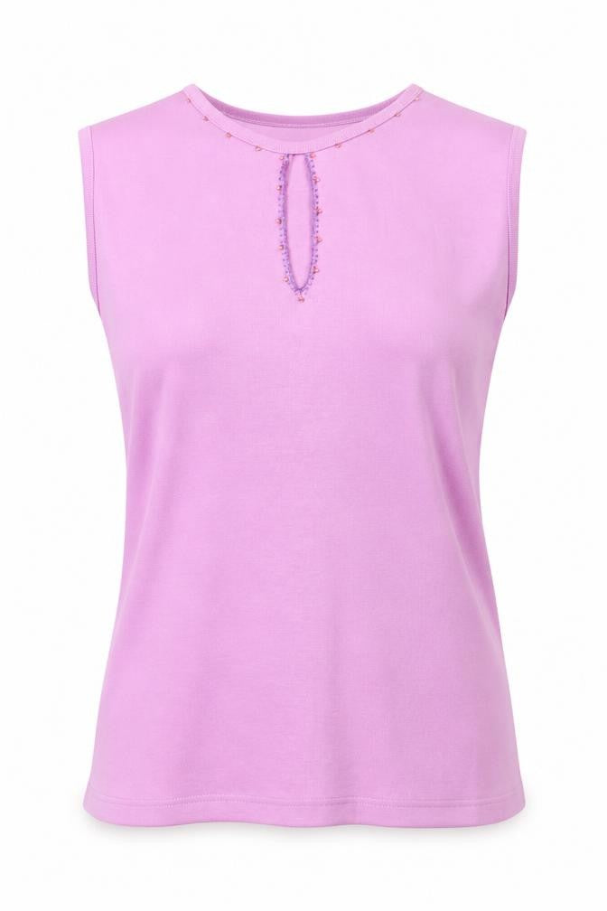 Front view of Pure & natural women’s purple vest jumper, size UK 14