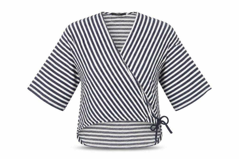 COIN 1804 Womens White Striped  Basic Blouse Size M