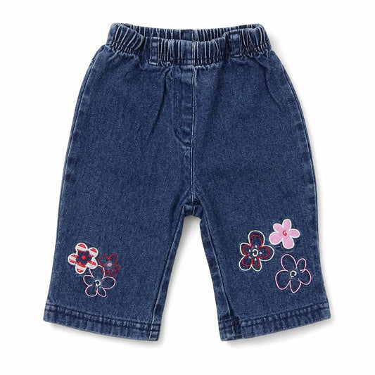 Adams Baby Blue Floral Denim  Jeans Size 3-6 Months
