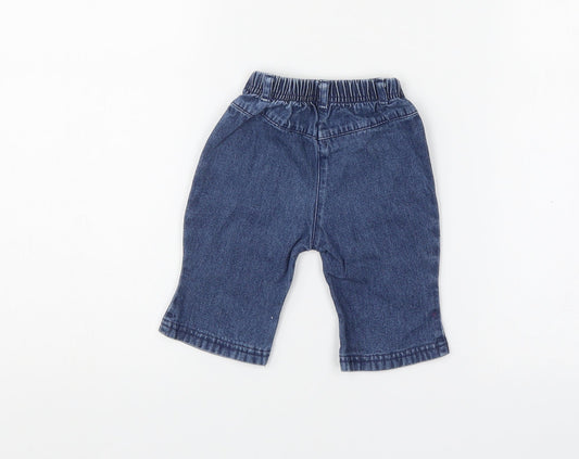 Adams Baby Blue Floral Denim  Jeans Size 3-6 Months