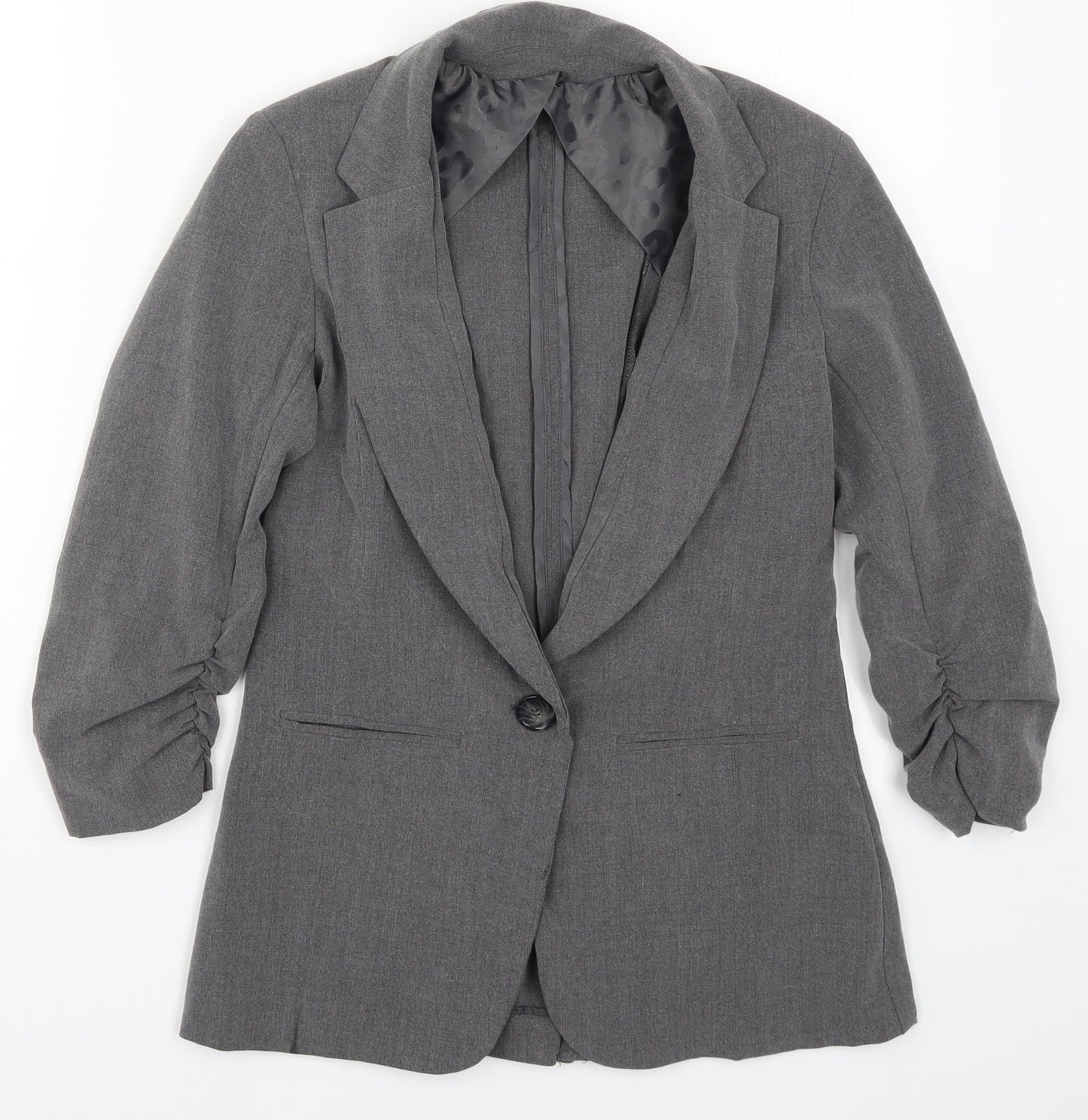 Preworn Womens Grey  Rayon Jacket Suit Jacket Size S