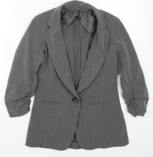 Preworn Womens Grey  Rayon Jacket Suit Jacket Size S