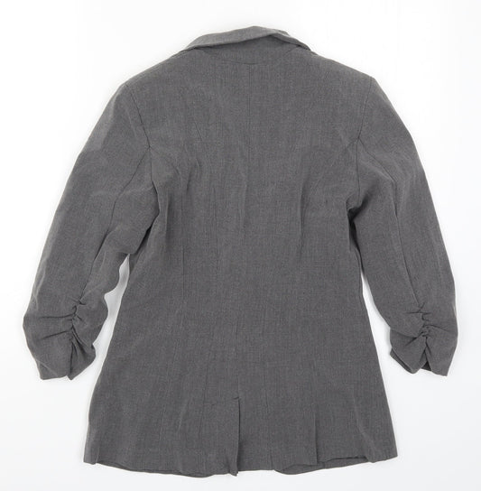 Preworn Womens Grey  Rayon Jacket Suit Jacket Size S
