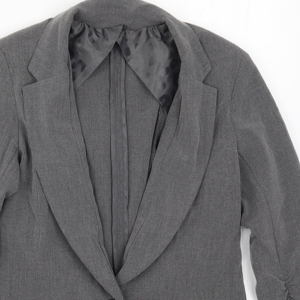 Preworn Womens Grey  Rayon Jacket Suit Jacket Size S