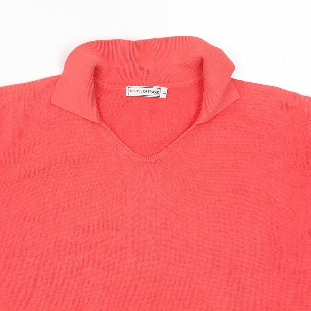 House of Fraser Womens Pink  Knit Pullover Jumper Size L  - Coral Coloured