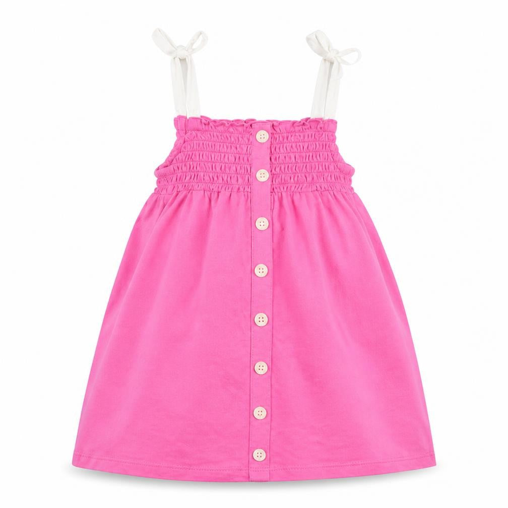 Front view of Marks & Spencer girls’ pink t-shirt dress, size 9-12, months