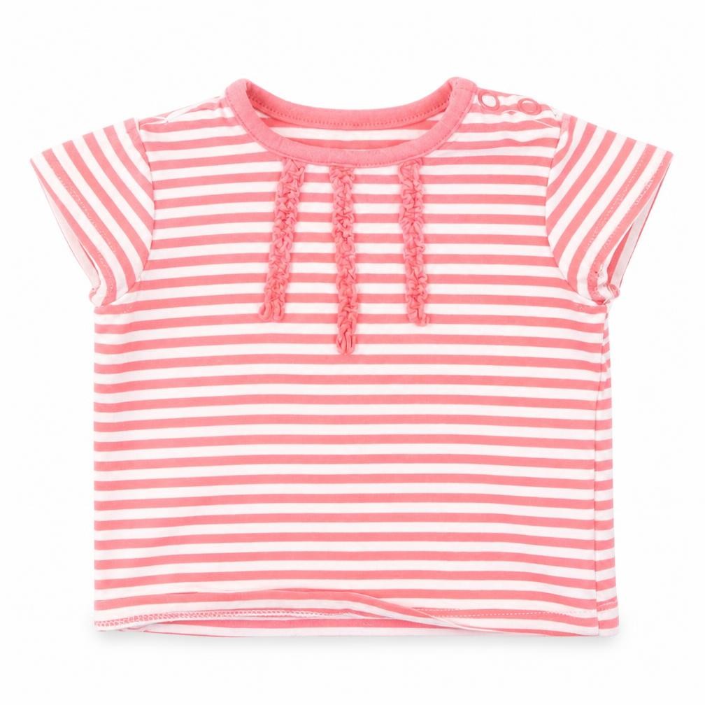 Front view of Mothercare girls’ red striped basic t-shirt size newborn