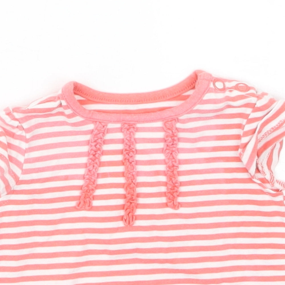 Mothercare Girls Red Striped  Basic T-Shirt Size Newborn