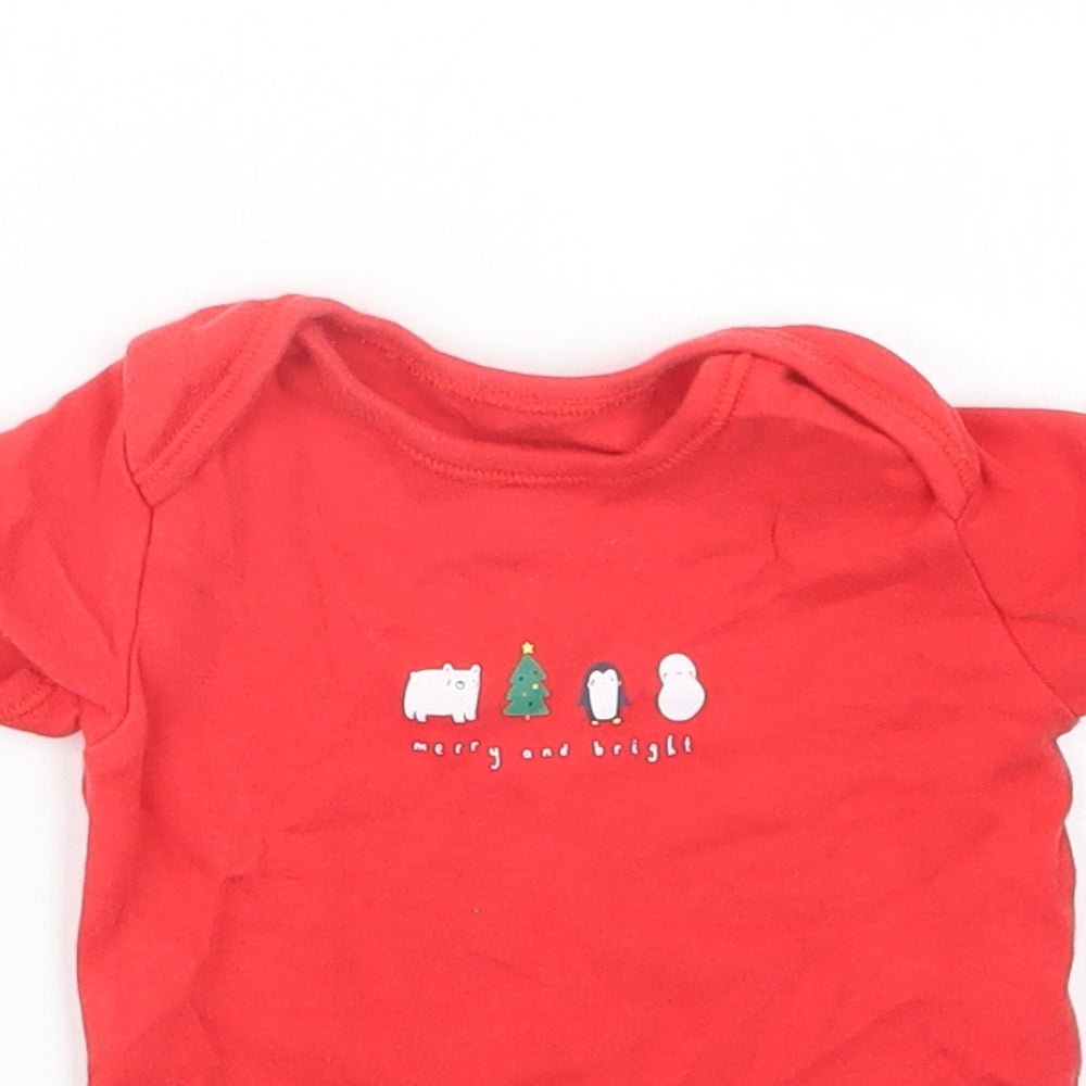 George Baby Red   Babygrow One-Piece Size 6-9 Months  - Christmas