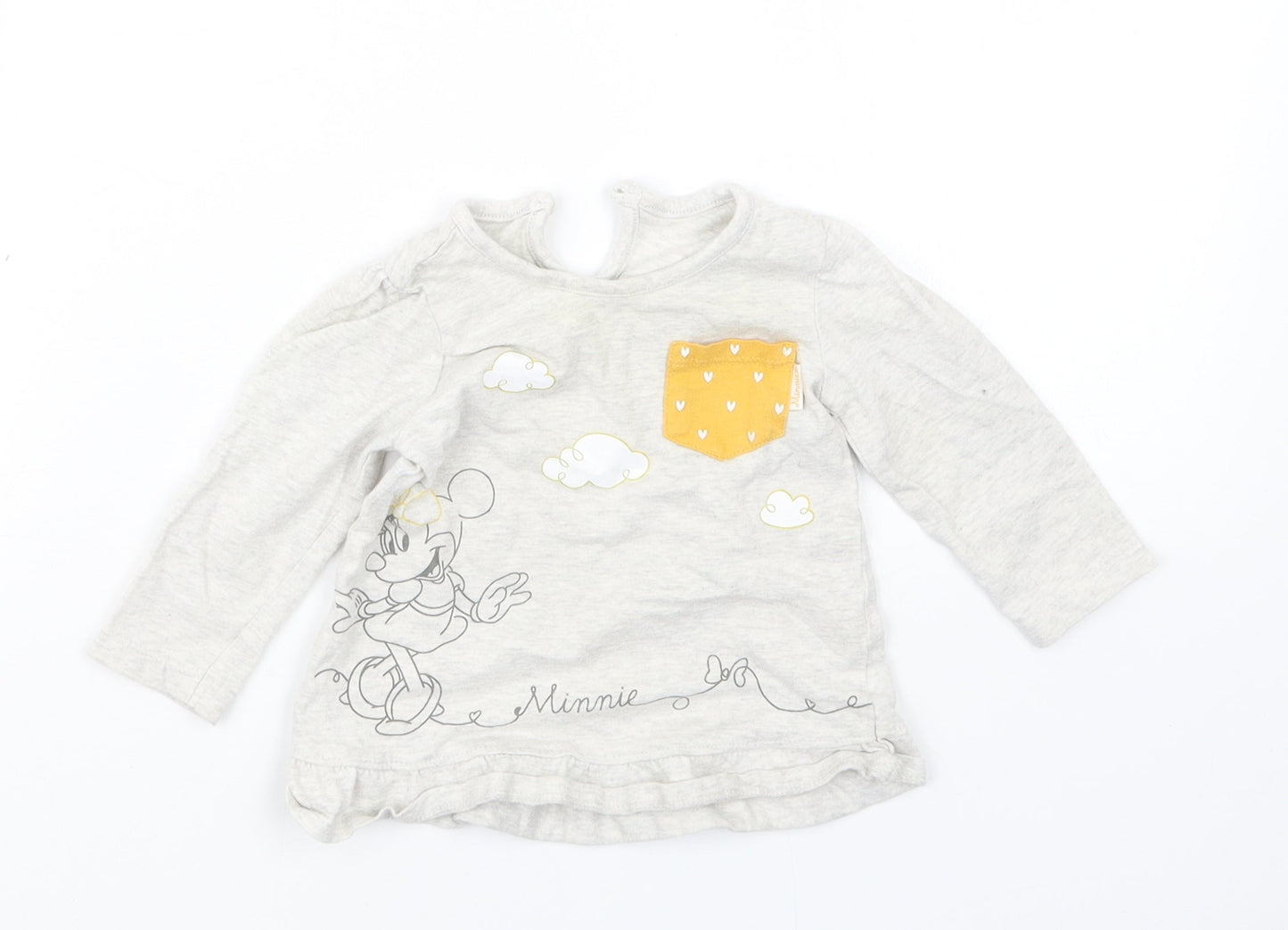 George Girls Grey   Basic T-Shirt Size 6-9 Months  - Minnie Mouse