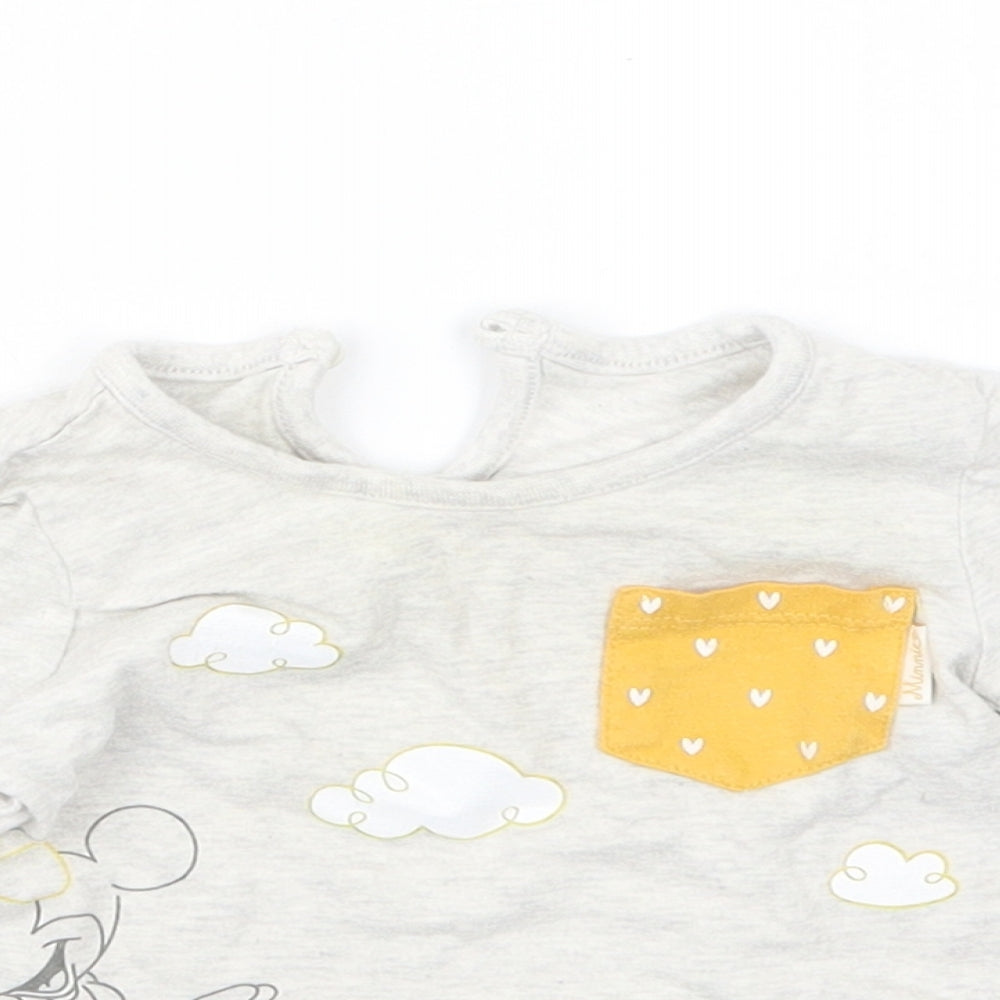 George Girls Grey   Basic T-Shirt Size 6-9 Months  - Minnie Mouse