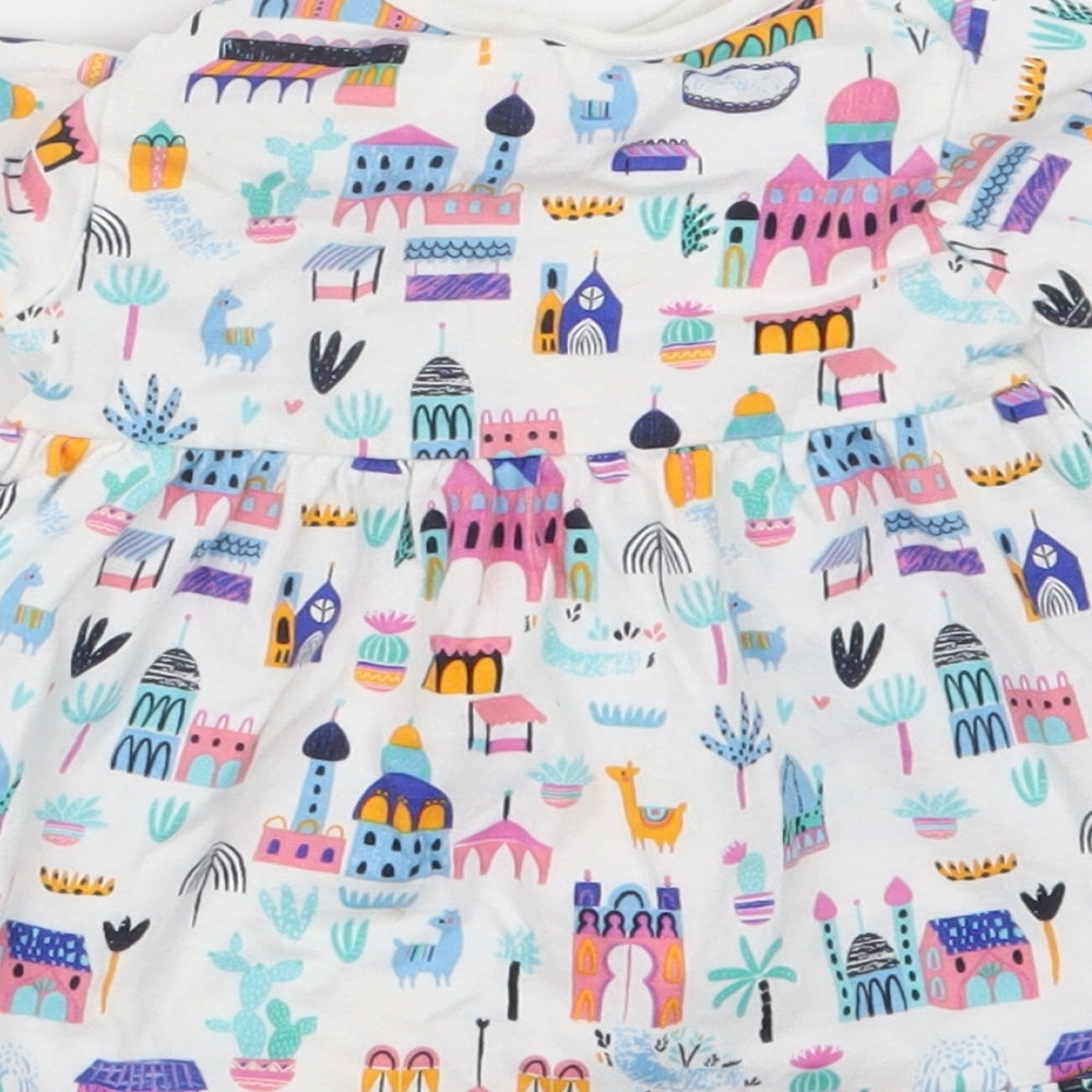 Blue Zoo Girls White Geometric  T-Shirt Dress  Size 3-6 Months