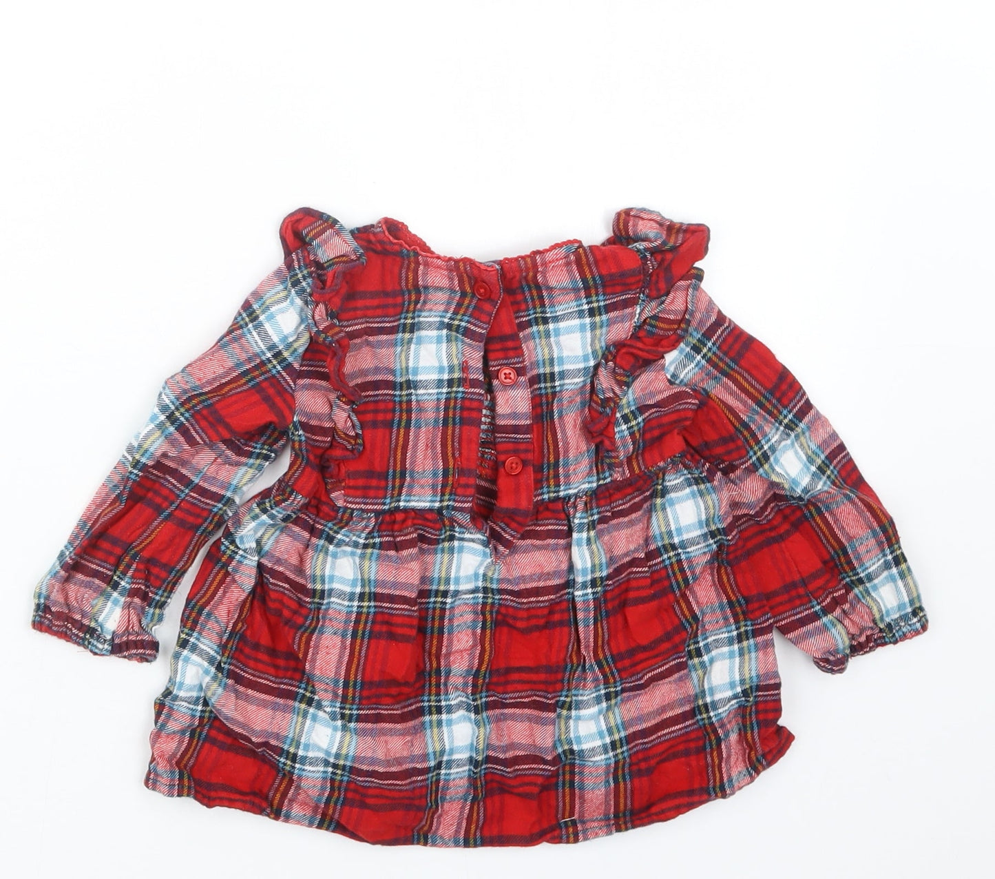 TU Girls Red Check  Basic Button-Up Size 9-12 Months
