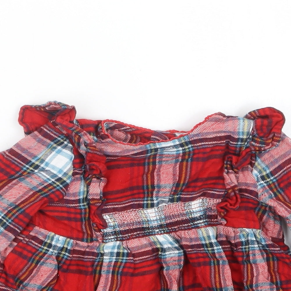 TU Girls Red Check  Basic Button-Up Size 9-12 Months