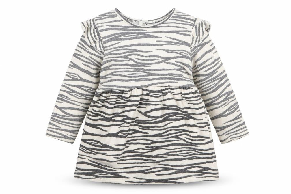 Front view of Primark girls’ beige animal print t-shirt dress, size 12-18, months