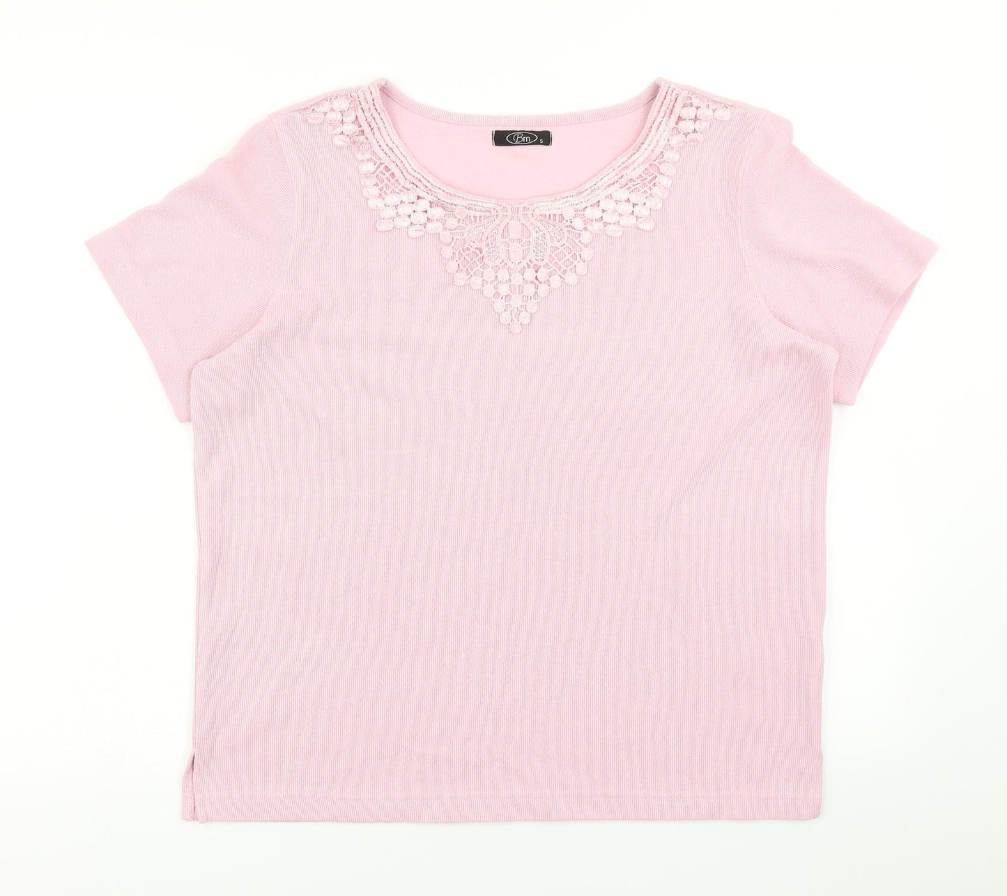 BM Womens Pink  Knit Basic T-Shirt Size S