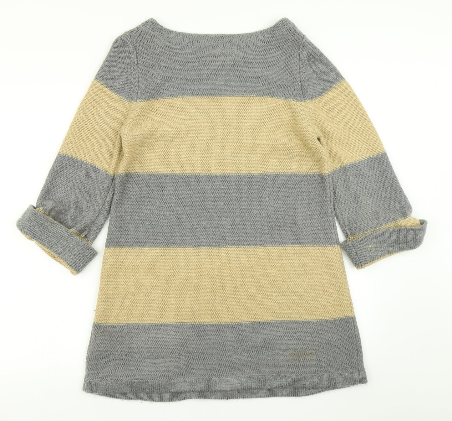 Marks & Spencer Womens Grey Striped Knit Pullover Jumper Size 10  - Longline