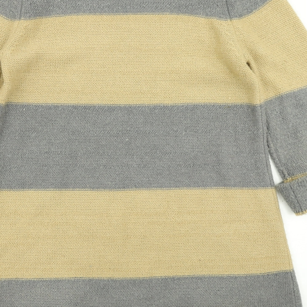 Marks & Spencer Womens Grey Striped Knit Pullover Jumper Size 10  - Longline