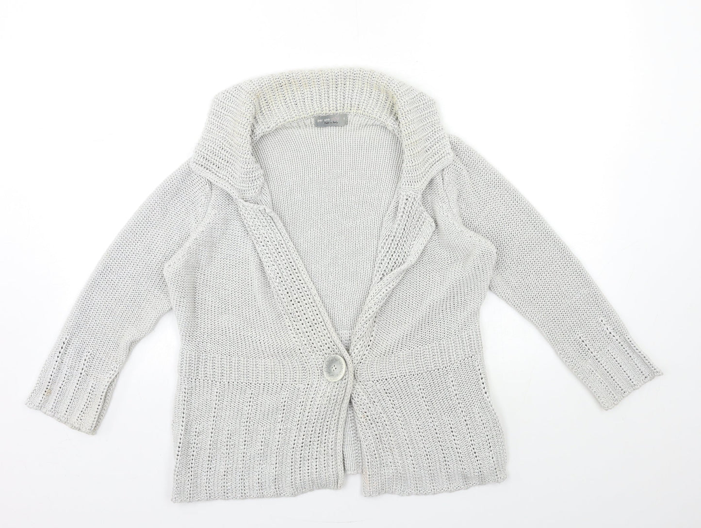 Per Una Womens Grey  Knit Cardigan Jumper Size S