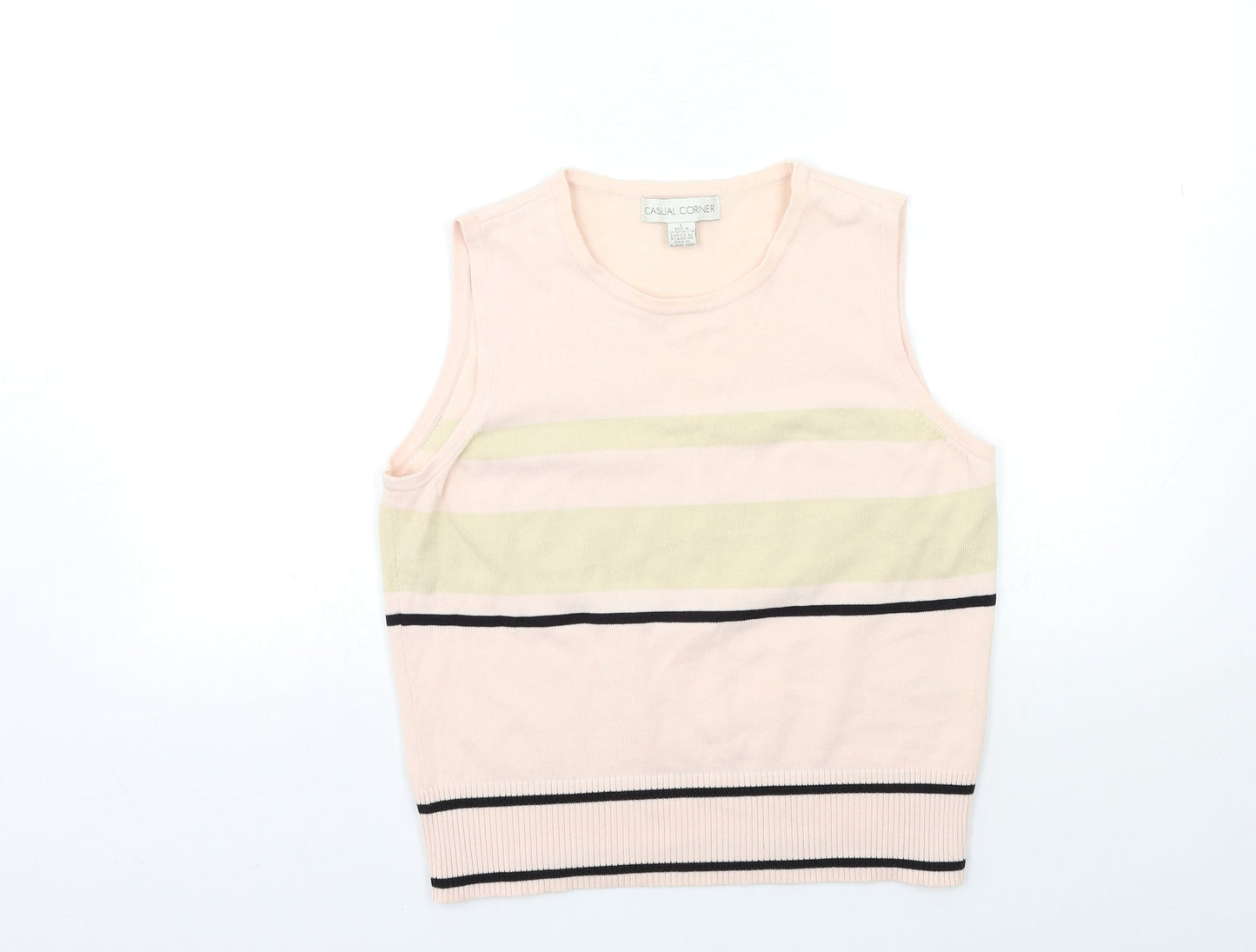 Casual Corner Womens Pink Striped Knit Pullover Jumper Size L
