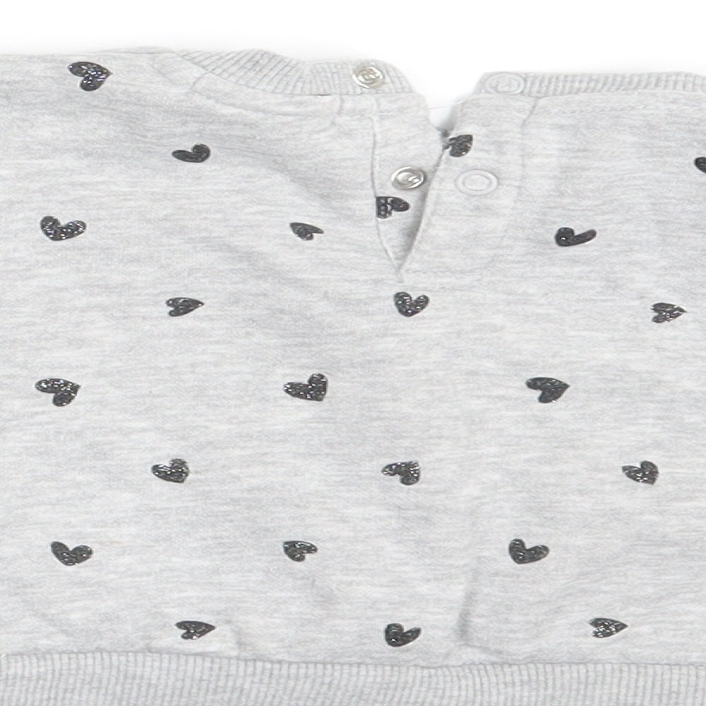 Primark Girls Grey Polka Dot  Pullover Jumper Size 6-9 Months