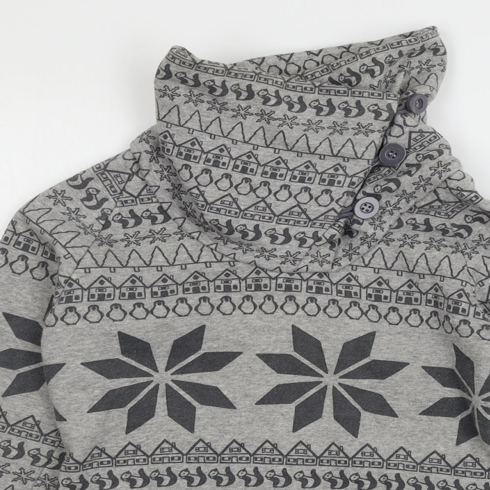 Trafa Womens Grey Geometric Jersey Pullover Sweatshirt Size S