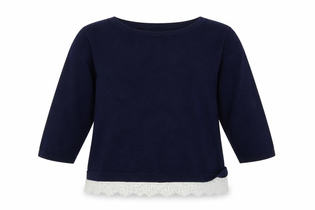 Front view of Bonmar women’s blue knit jumper, size M