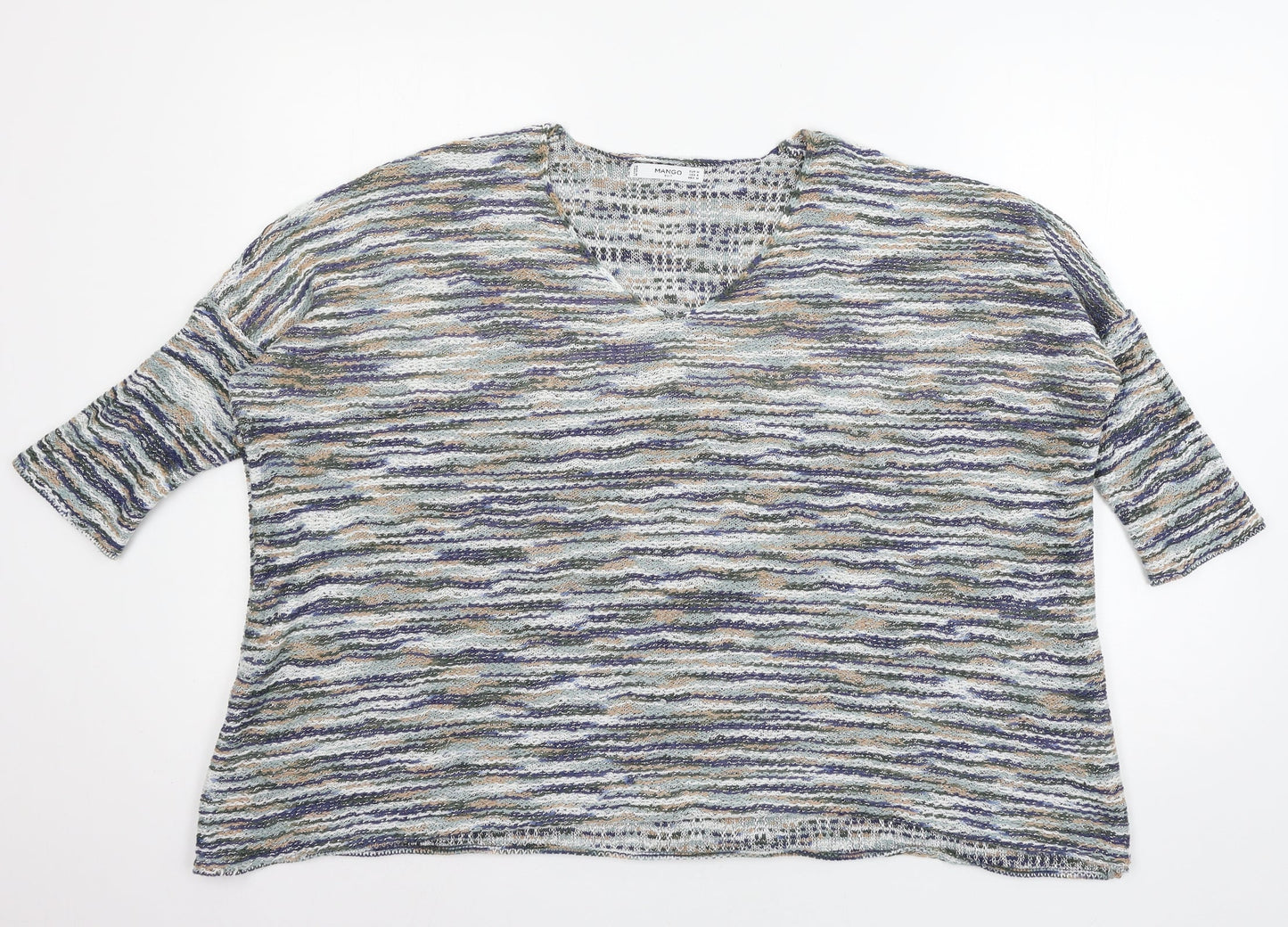 Mango Womens Multicoloured Striped Knit Pullover Jumper Size M