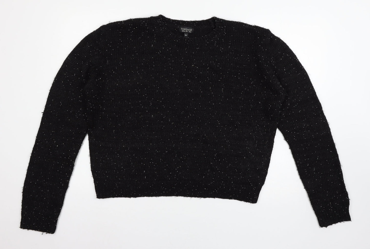 Topshop Womens Black  Knit Pullover Jumper Size 16