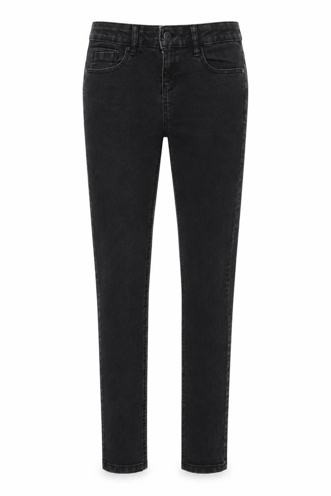 Front view of Denim & Co. women’s grey denim skinny jeans, size UK 10, 30-inch leg
