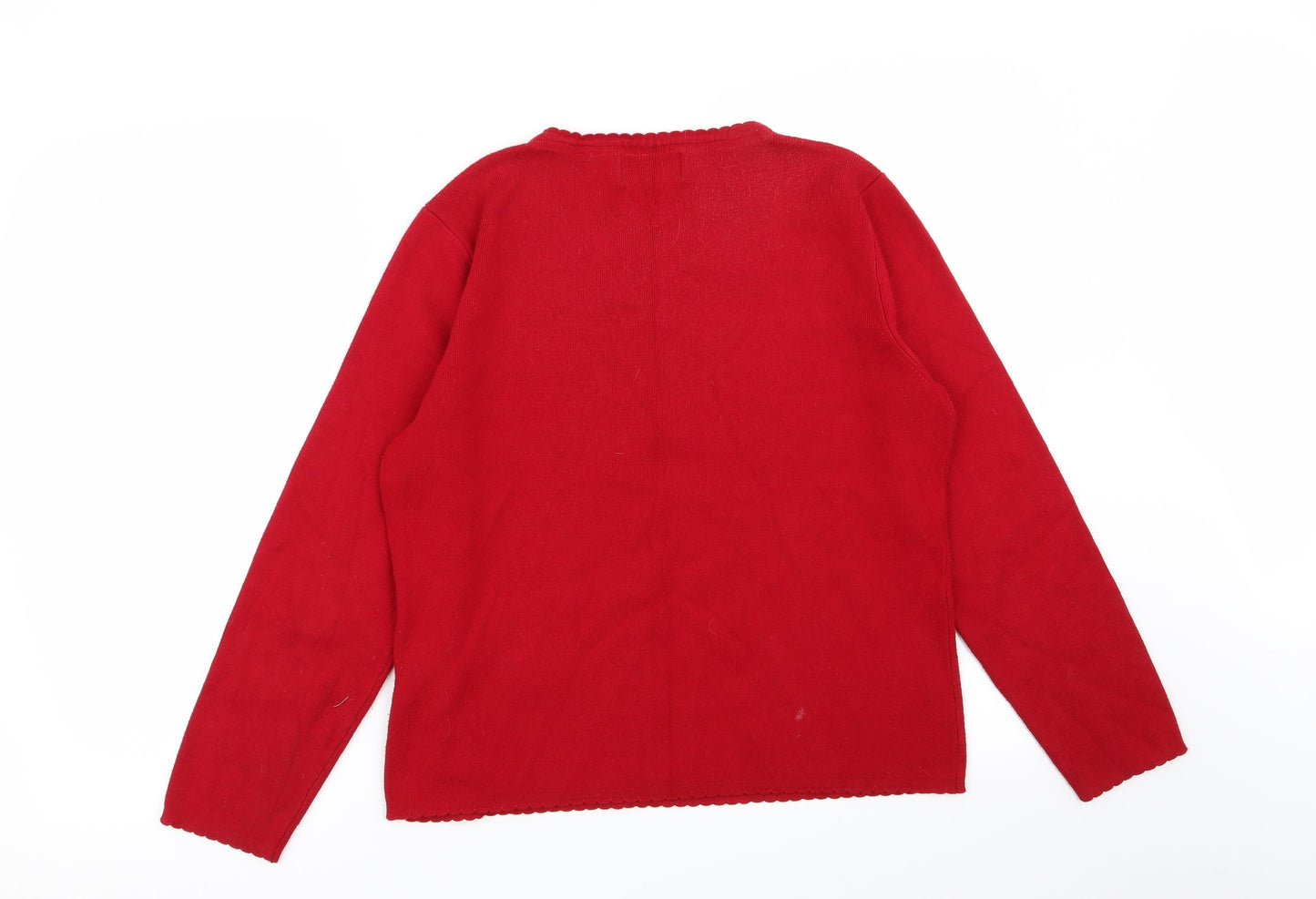 Jumper Womens Red Floral  Pullover Jumper Size M