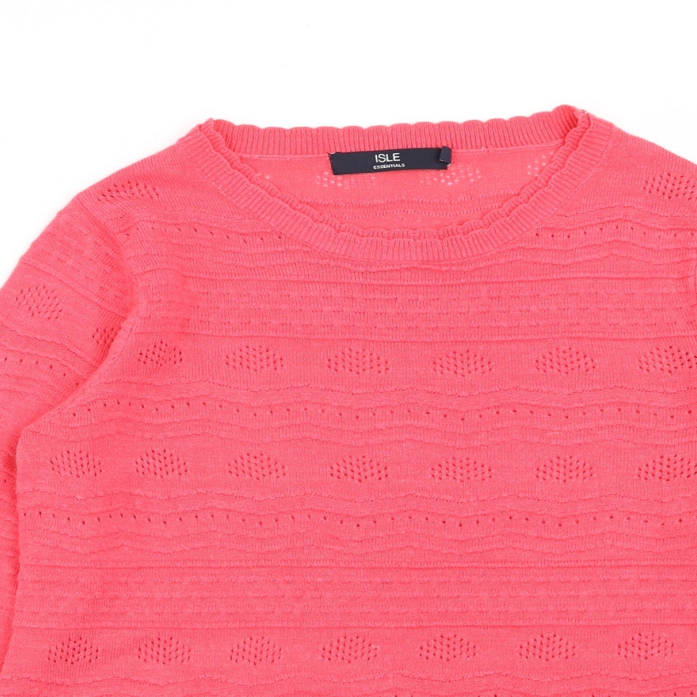 isle Womens Pink Geometric  Pullover Jumper Size 10