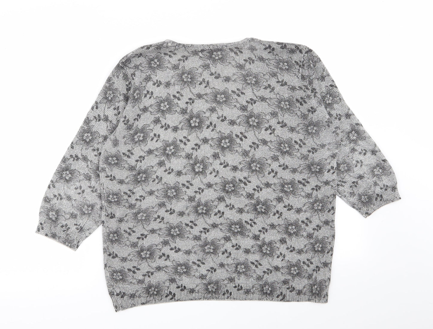 Bonmarché Womens Grey Floral  Pullover Jumper Size M