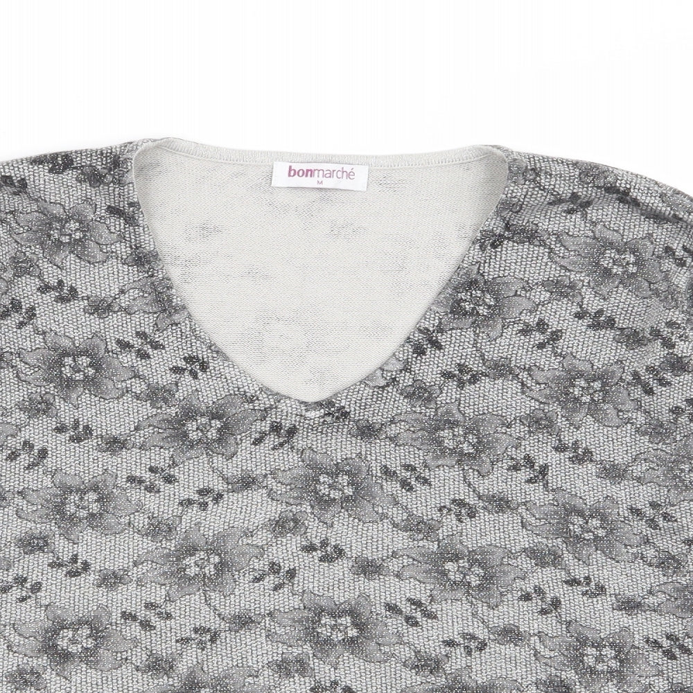 Bonmarché Womens Grey Floral  Pullover Jumper Size M