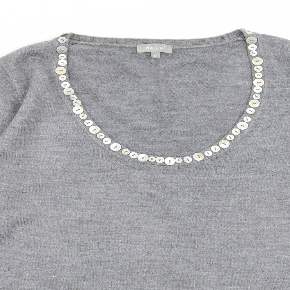 Per Una Womens Grey   Pullover Jumper Size 12