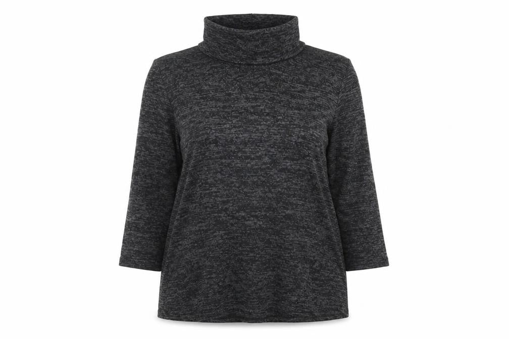 Front view of Tru Collection women’s grey basic t-shirt, size UK 12