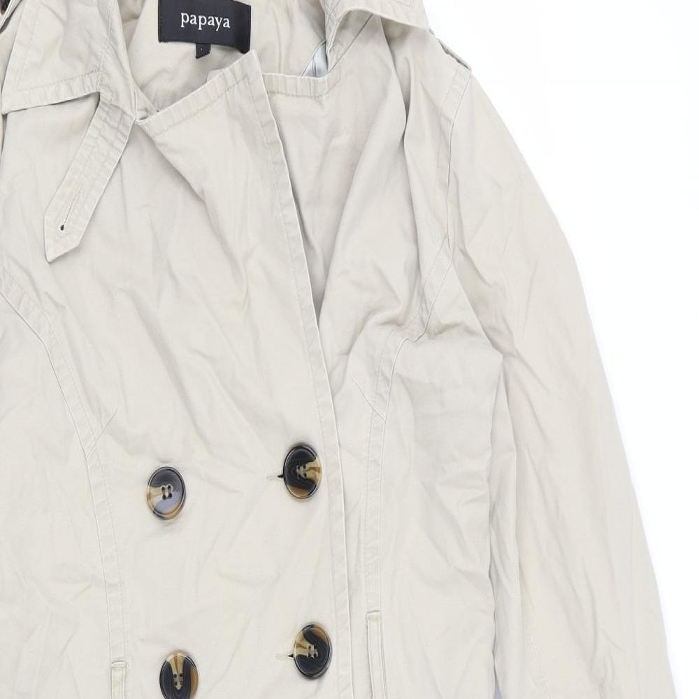 Papaya Womens Beige   Overcoat Coat Size 10
